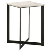 Orleans Furniture - Coaster - Tobin Square Marble Top End Table White and Black - 707697